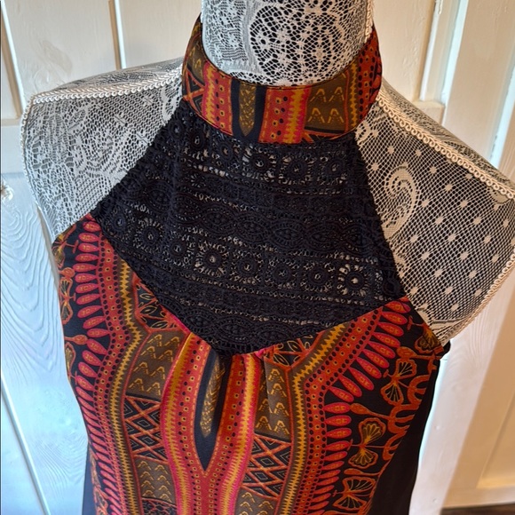 American Rag Cie Bohemian Halter Tunic Mini Dress with Vibrant Patterns XS - Picture 3 of 8